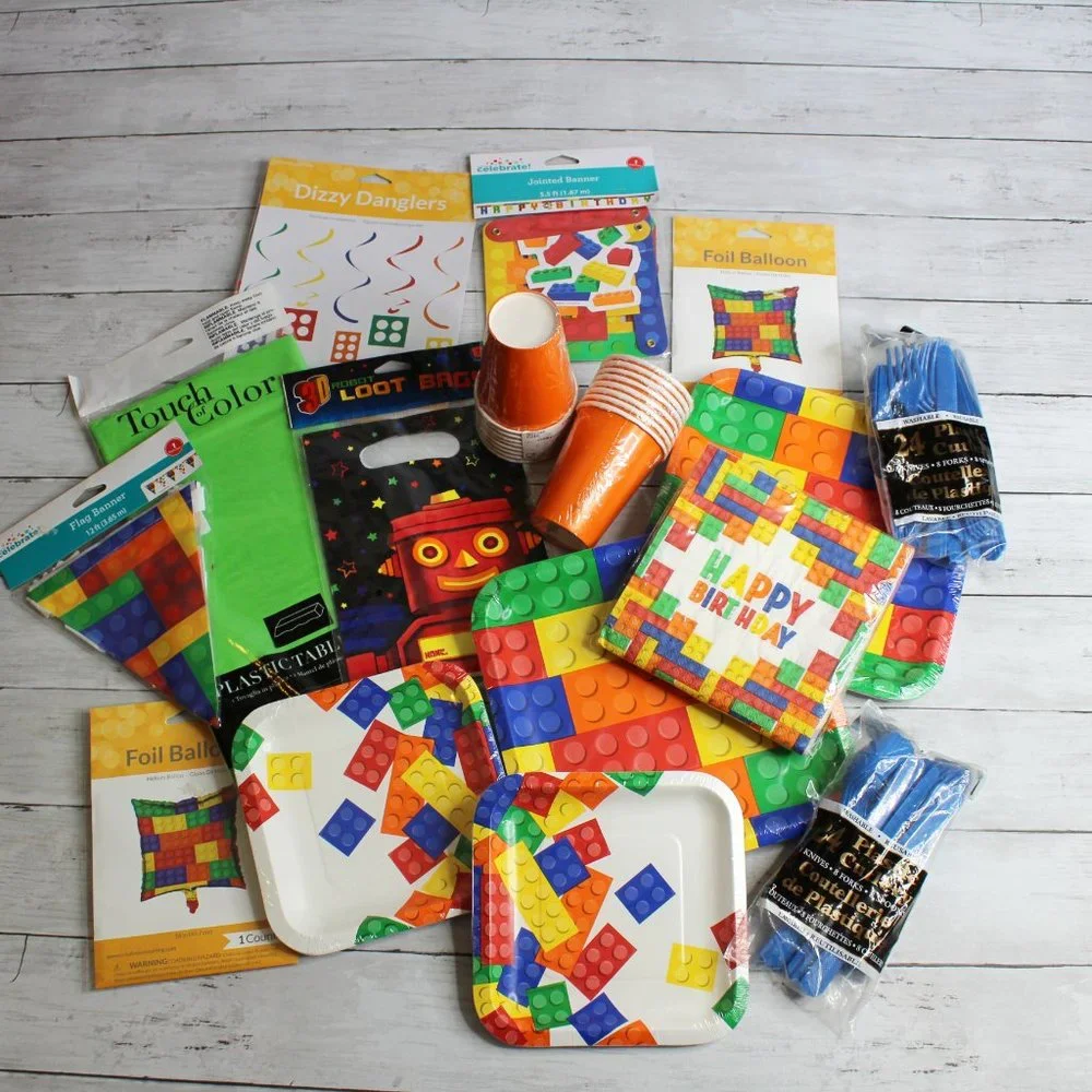 Kid Birthday Party Supplies Paper Plates Cups Balloons Banner Decorations